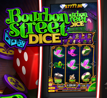 Bourbon Street Dice logo with screenshot of game