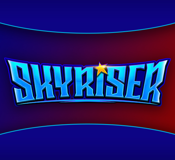 skyriser logo on stylized background
